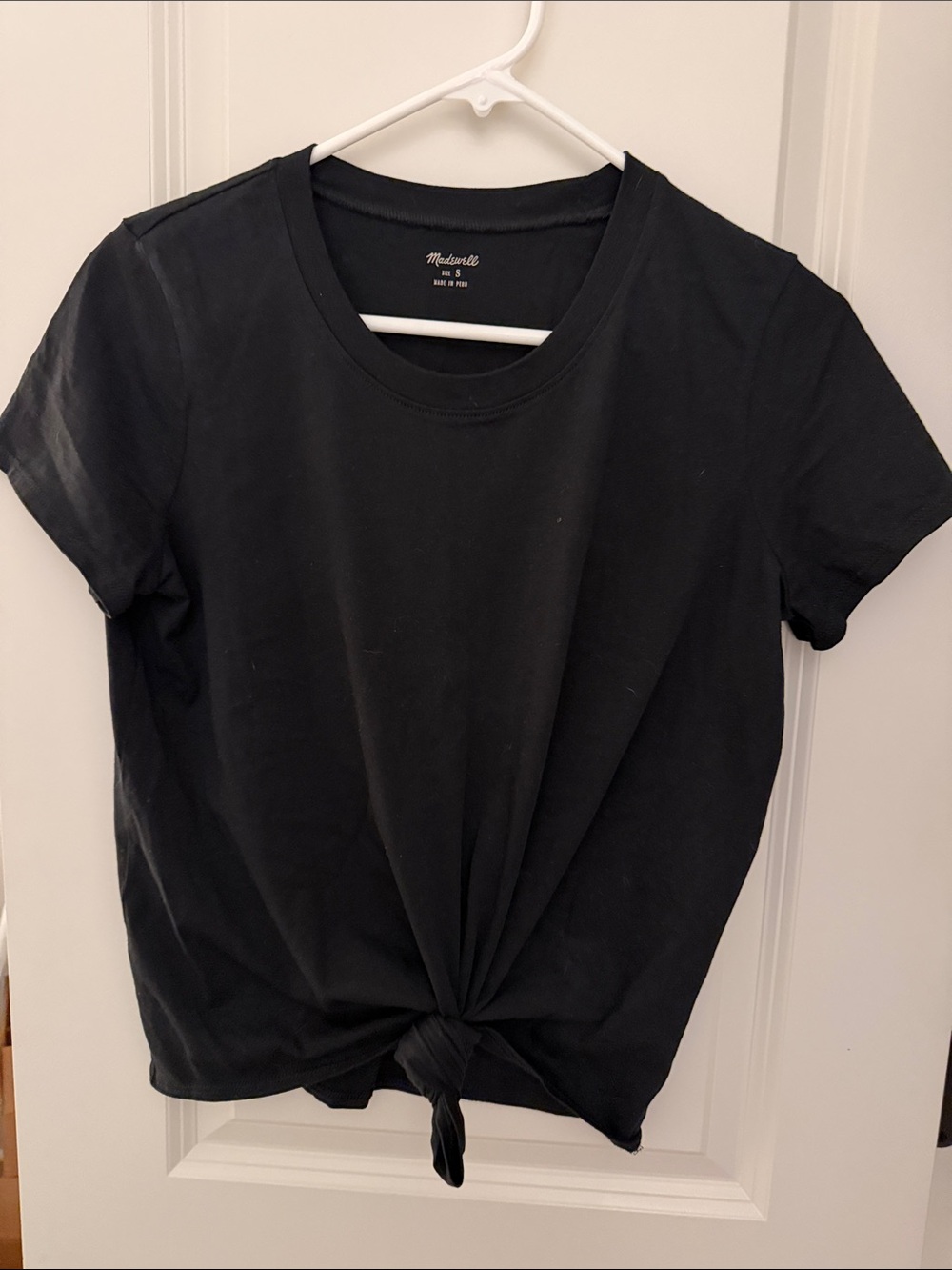 Madewell Black Short Sleeve Front-Knot Tee